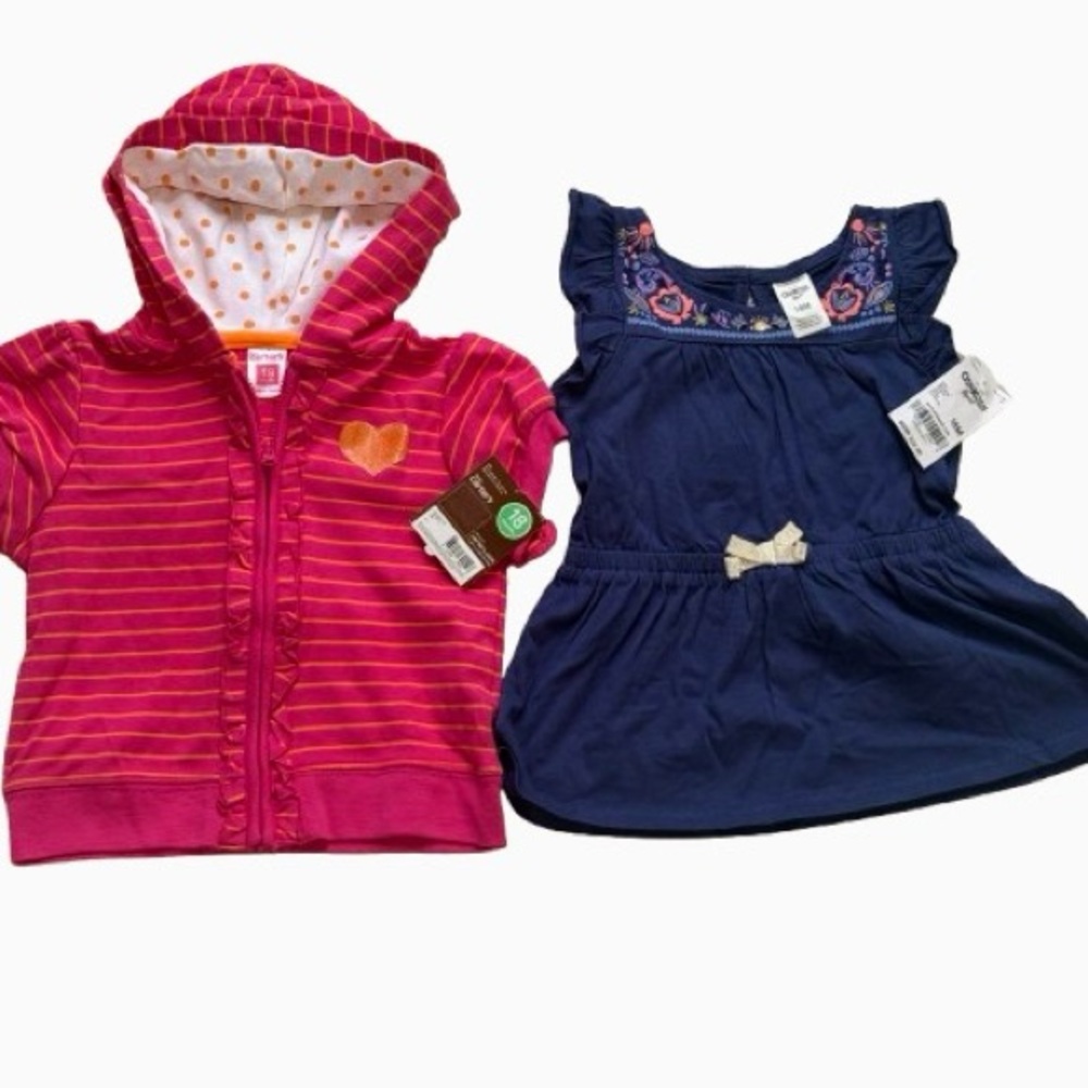 Pink Hooded Sweatshirt with Textured Fabric and Blue Sleeveless Top